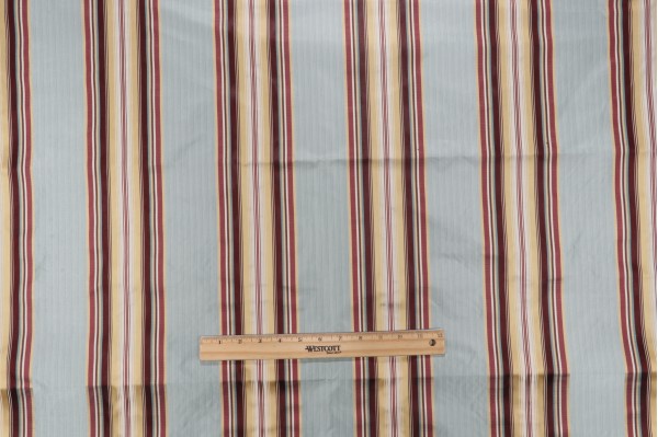 Scalamandre Lucan Stripe Silk Decorator Fabric in Garnet Aqua
