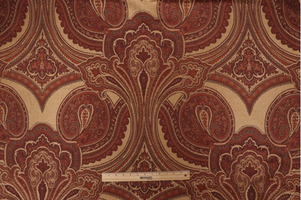 Scalamandre Balraj Chenille Tapestry Upholstery Fabric in Rust