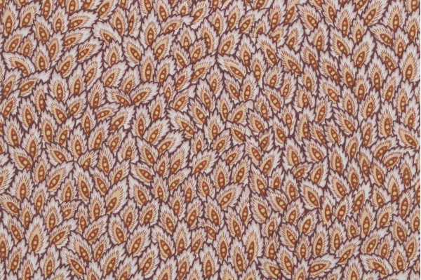 Grey Watkins Les Feuilles Printed Cotton Drapery Fabric in Beige