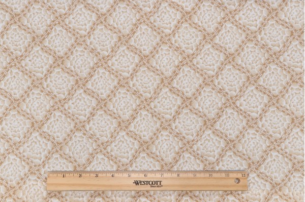 Fonthill Beckford Printed Cotton Drapery Fabric in Beige