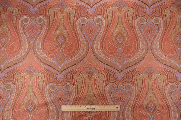 Scalamandre Jardin Mughal Silk Tapestry Upholstery Fabric in Coral,Gold,Blue