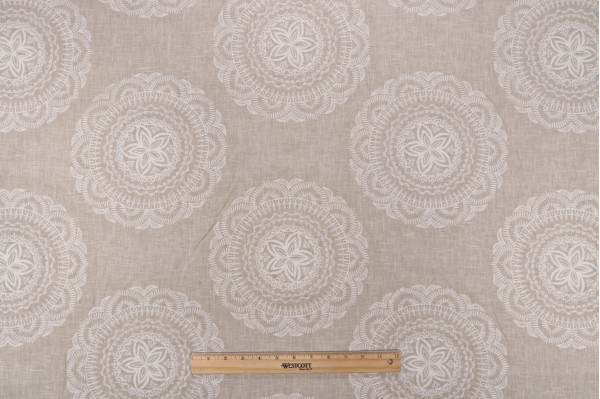 Valiant Fabrics Mandala Embroidered Drapery Fabric in Linen