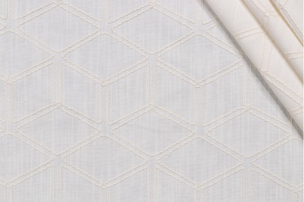 Valiant Fabrics Optic Embroidered Drapery Fabric in Vanilla