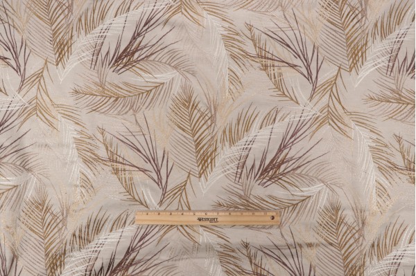 Frond Embroidered Drapery Fabric in Sand