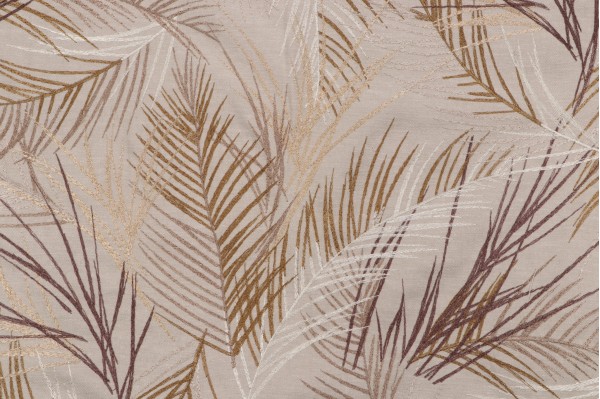 Frond Embroidered Drapery Fabric in Sand