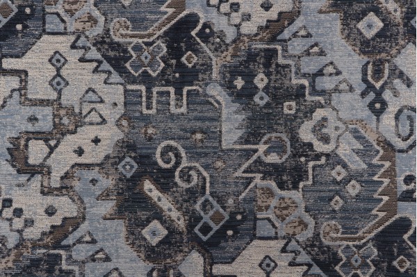 Southwest Chenille Tapestry Upholstery Fabric in Indigo