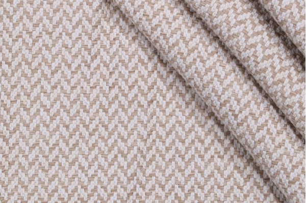 Herringbone Woven Outdoor Fabric in Oyster