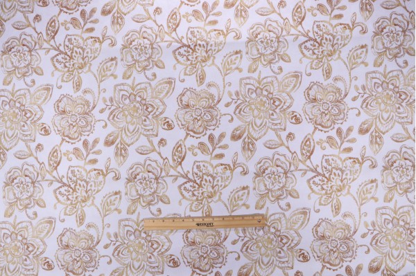 Click for 2 Yards Crypton Bouquet High Performance Printed Decorator Fabric in Golden Crypton Bouquet High Performance Printed Decorator Fabric in Golden