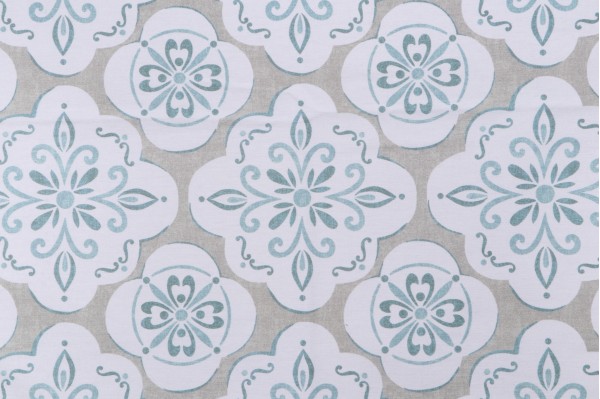 Belle Maison Casey Printed Cotton Drapery Fabric in Bay