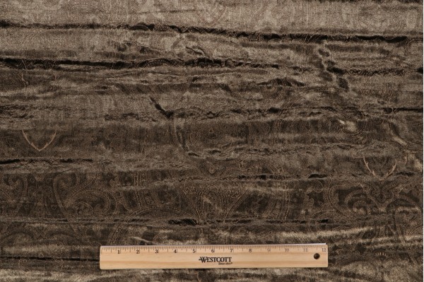 1 Yard Old World Weavers Louxor Design Velvet Upholstery Fabric in Khaki