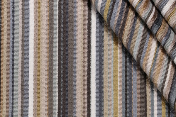 Stripe Grospoint Velvet Upholstery Fabric in Bluestone