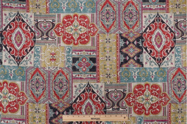 Click for 3.13 Yards Covington Hamadi Printed Linen Blend Drapery Fabric in Gemstone Covington Hamadi Printed Linen Blend Drapery Fabric in Gemstone