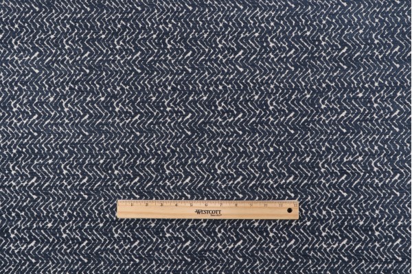Zig-Zag Woven Chenille Upholstery Fabric in Indigo