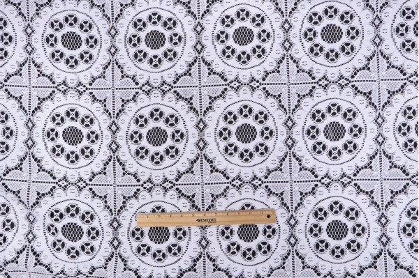 Old World Weavers Rosaces Sheer Drapery Fabric in White