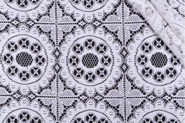 Old World Weavers Rosaces Sheer Drapery Fabric in White