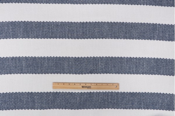 Stripe Woven Chenille Upholstery Fabric in Navy