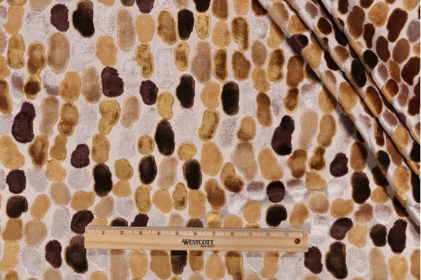 Pebble Velvet Upholstery Fabric in Amber
