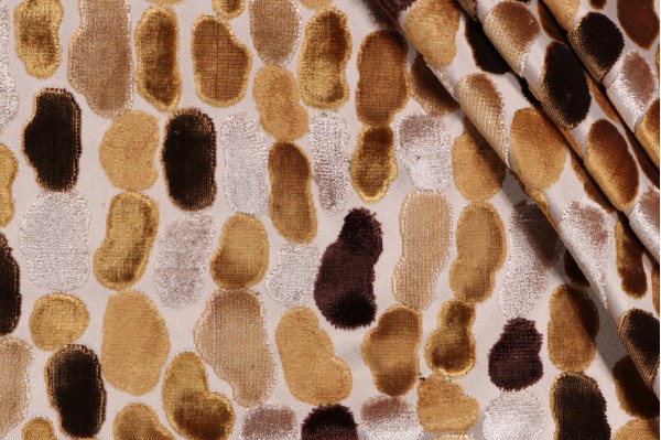 Pebble Velvet Upholstery Fabric in Amber