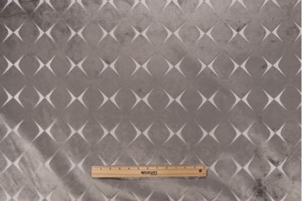 Nolan Woven Velvet Upholstery Fabric in Grey 