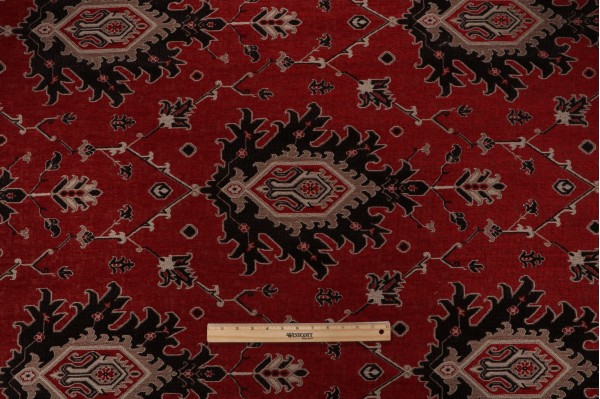 Ravi Woven Chenille Upholstery Fabric in Multi Red 
