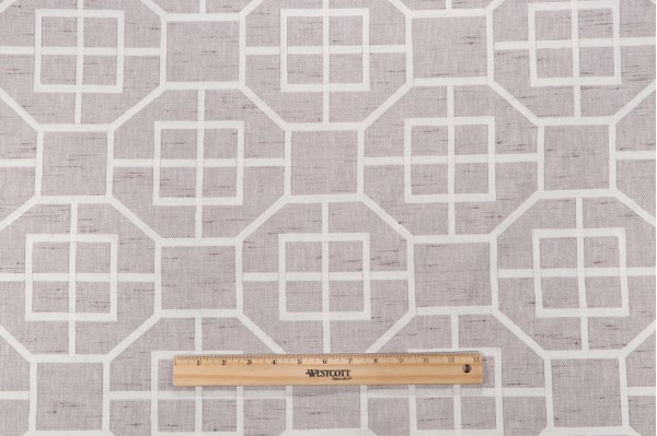 Heritage Fabrics Octagon Embroidered Drapery Fabric in Linen