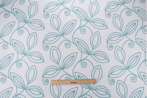 Heritage Fabrics Botanique Embroidered Drapery Fabric in Turquoise