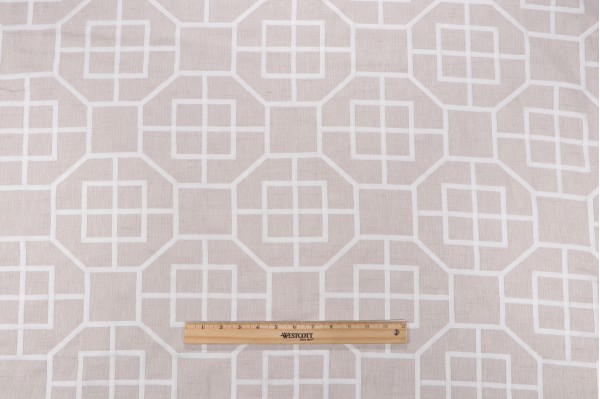 Heritage Fabrics Octagon Embroidered Drapery Fabric in Parchment