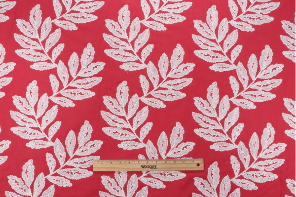 Heritage Fabrics Bimini Embroidered Drapery Fabric in Watermelon