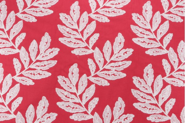 Heritage Fabrics Bimini Embroidered Drapery Fabric in Watermelon