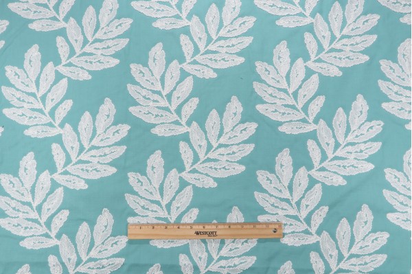 Heritage Fabrics Bimini Embroidered Drapery Fabric in Caribe 