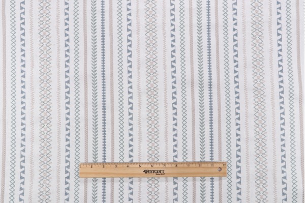 Heritage Fabrics Stella Stripe Embroidered Drapery Fabric in Tide 