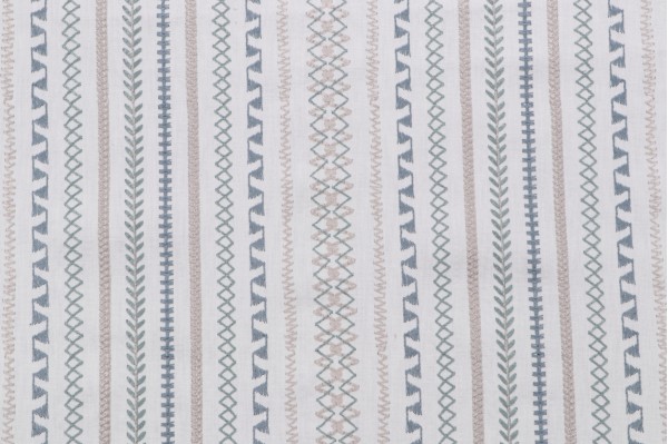Heritage Fabrics Stella Stripe Embroidered Drapery Fabric in Tide 