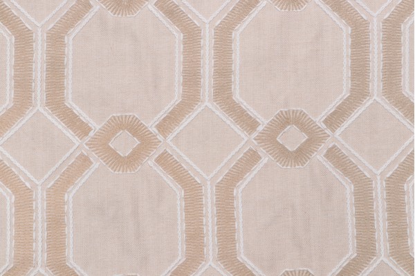 Heritage Fabrics Avigno Embroidered Drapery Fabric in Parchment 