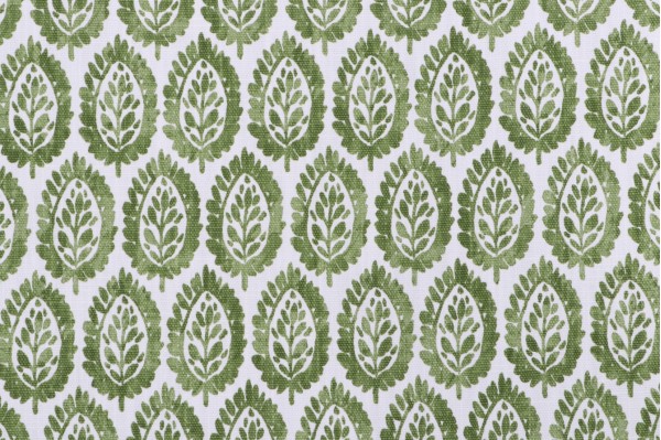 Premier Prints Lynn-Slub Linen White Printed Drapery Fabric in Kale