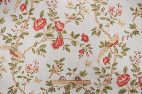 Thibaut Newman Printed Linen Drapery Fabric in Cream for Scalamandre
