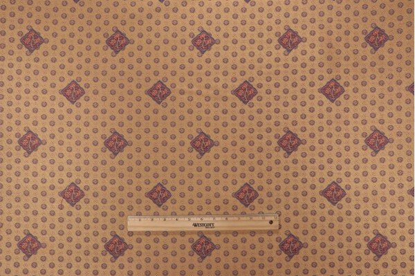 Scalamandre Limonta Bramino Tapestry Upholstery Fabric in Red & Blue on Gold