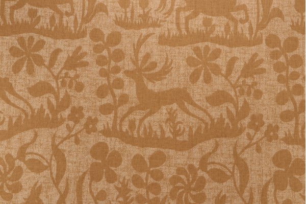 Thibaut Chestnut F96330 Printed Linen Blend Drapery Fabric in Gold