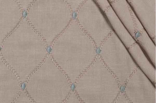Ricamo Embroidered Drapery Fabric in Dew