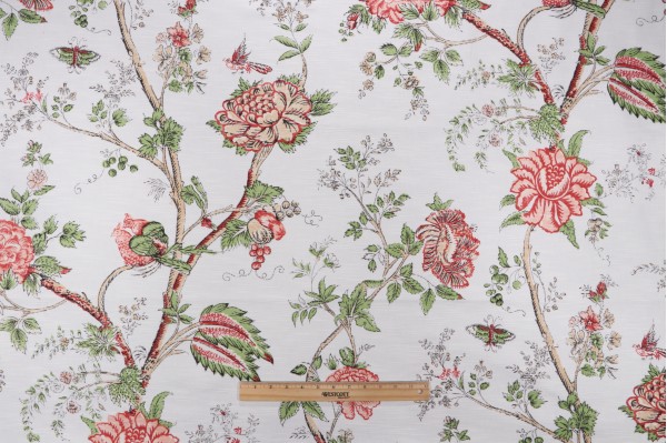 1 Yard Thibaut Rye F93339 Printed Cotton Drapery Fabric in White