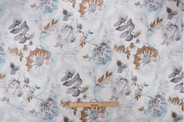 Kelly Ripa Home Light-Hearted Printed Cotton Drapery Fabric in Spa