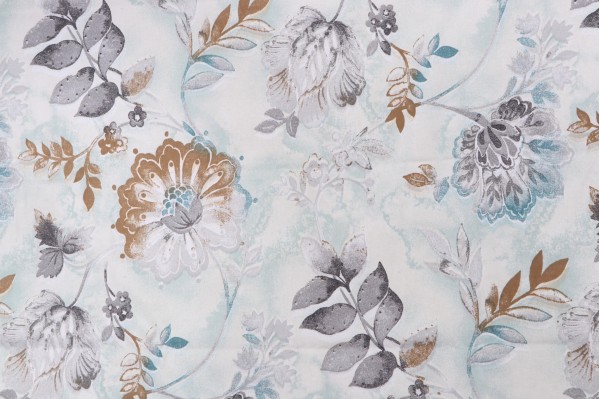 Kelly Ripa Home Light-Hearted Printed Cotton Drapery Fabric in Spa