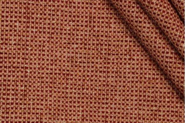 Ontario Woven Chenille Upholstery Fabric in Camel/Red