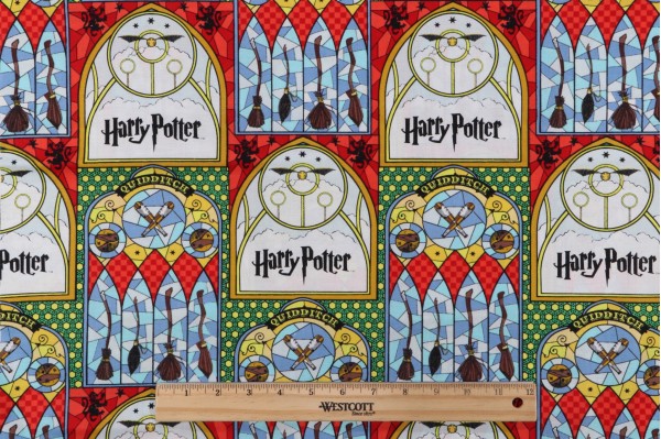 Harry Potter Licensed Quidditch Stained Glass Printed Cotton Craft Fabric
