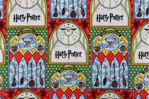Harry Potter Licensed Quidditch Stained Glass Printed Cotton Craft Fabric