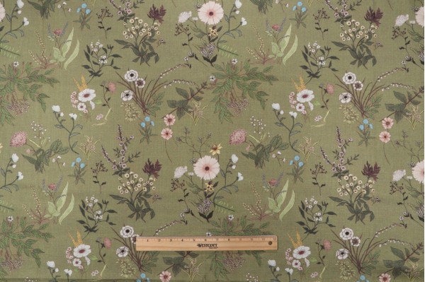 Hamilton Lyla Printed Cotton Drapery Fabric in Sage 