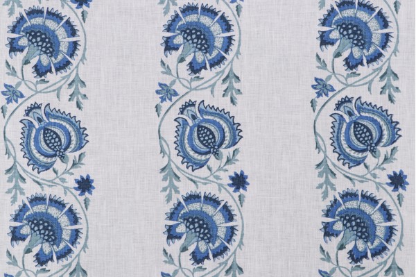 P Kaufmann Nalini Printed Cotton Blend Drapery Fabric in Blues 