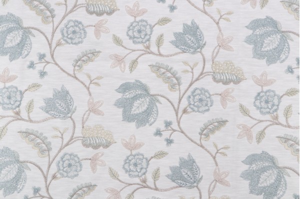 Valiant Fabrics Grace Embroidered Drapery Fabric in Azure 