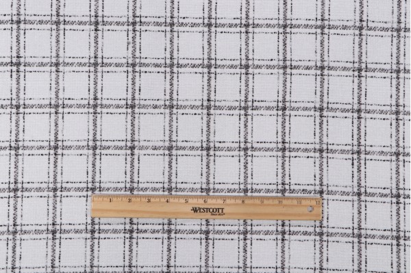 Sample of PK Lifestyles Glendale Plaid Woven Chenille Upholstery Fabric in Domino 