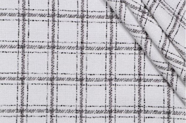 Sample of PK Lifestyles Glendale Plaid Woven Chenille Upholstery Fabric in Domino 