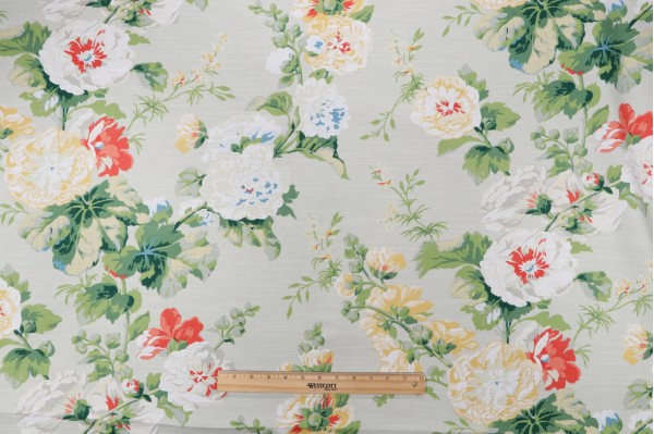 Waverly Alcea Printed Cotton Drapery Fabric in Poppy 
